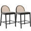 Emington Modern Stools with Rattan Backrests and Wood Frame-574172685-574172687