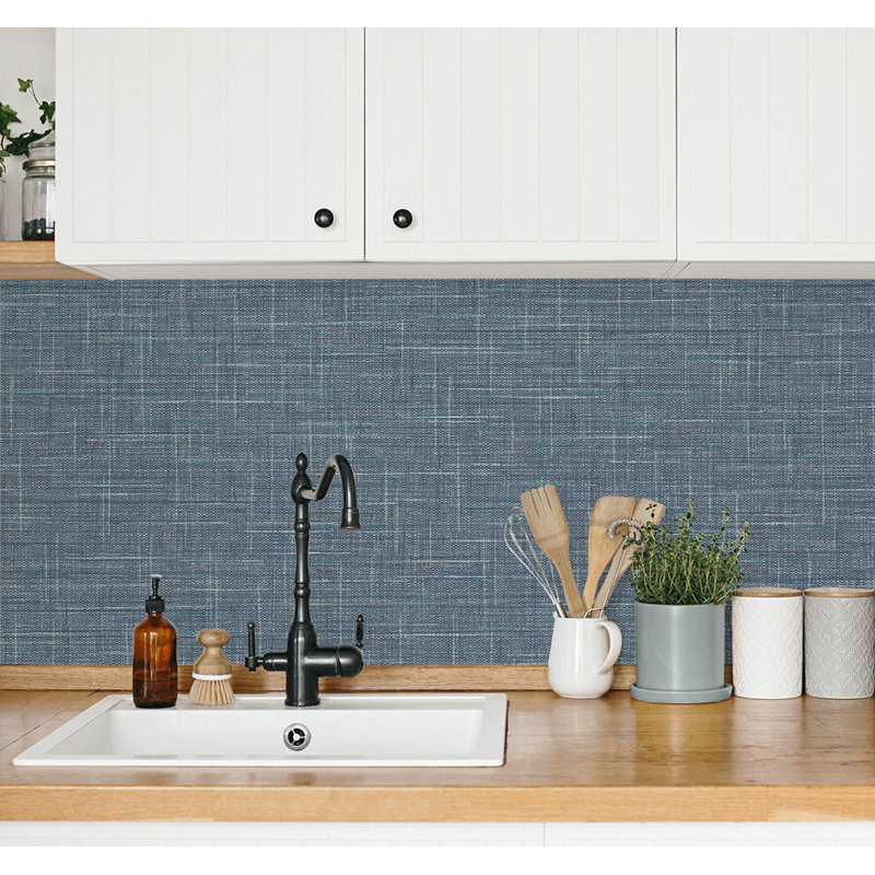 Arienna Dupont Rouleau de papier peint embossé L 27 pi x l 27 po Arienna Grasmere Weave, Cobalt délavé