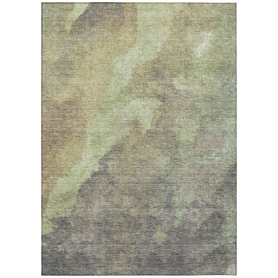 Machine Washable Indoor/Outdoor Xhevrie Aloe Rug