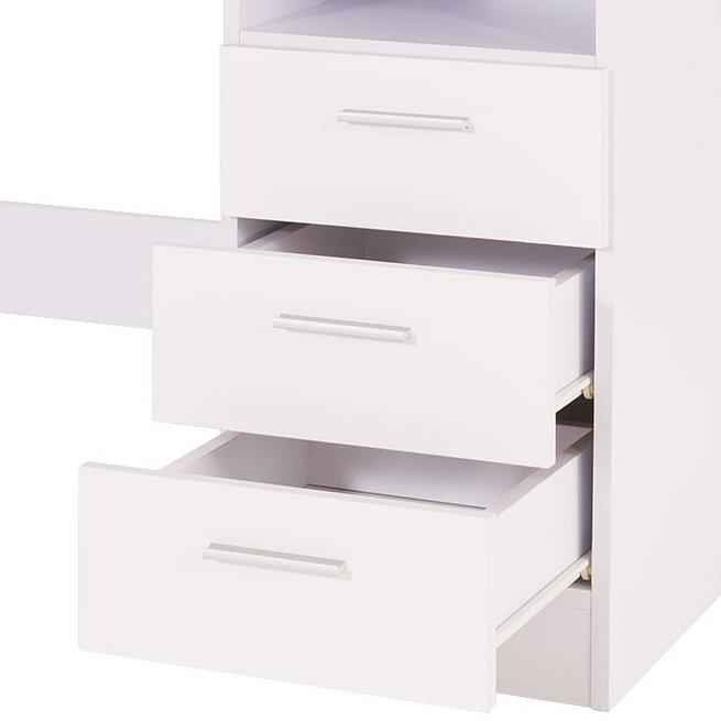 Buckleton Writing Desk, White Gloss/White