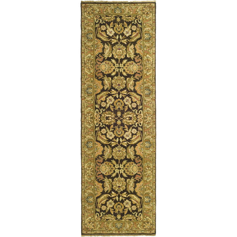 Tapis oriental brun en laine Stiles, Tapis de couloir 2 pi 6 po x 10 pi