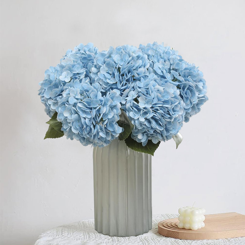 Arrangement d'hortensias en soie, Bleu