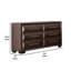 Commode large 6 tiroirs Nitz, bois massif brun espresso, poignées or rose-118124097