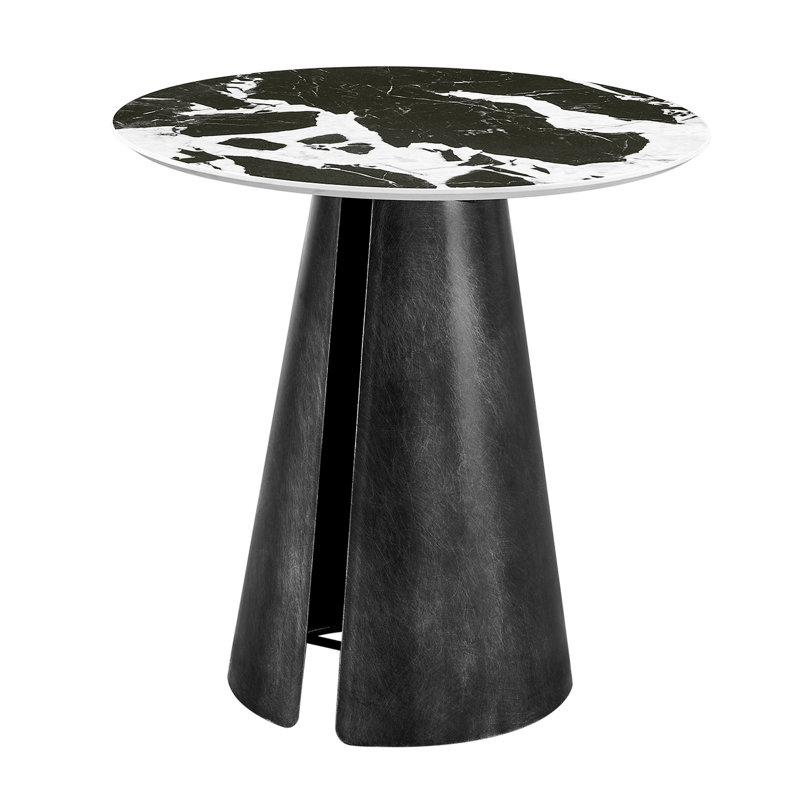 Axis Modern Round End Table with Ceramic Top