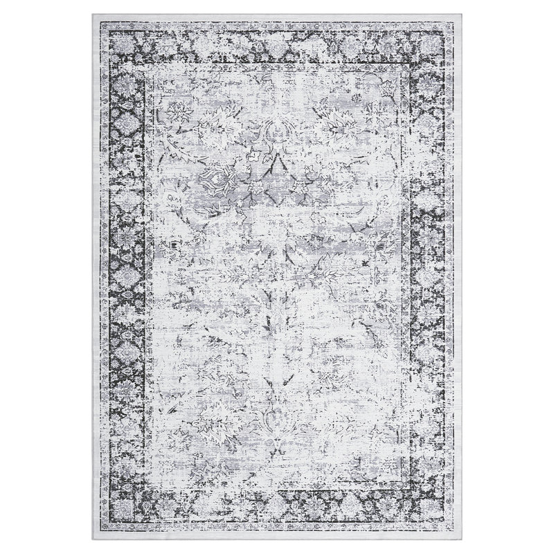 Vintage Area Rug Machine Washable Foldable Rug with Non Slip Carpet for Living Room Bedroom Dining Room, Rectangle 6' x 9'