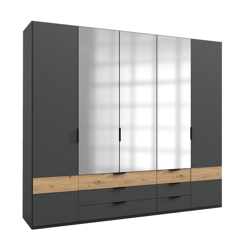 Natellie 5 Door Manufactured Wood Wardrobe, Artisan Oak/Graphite