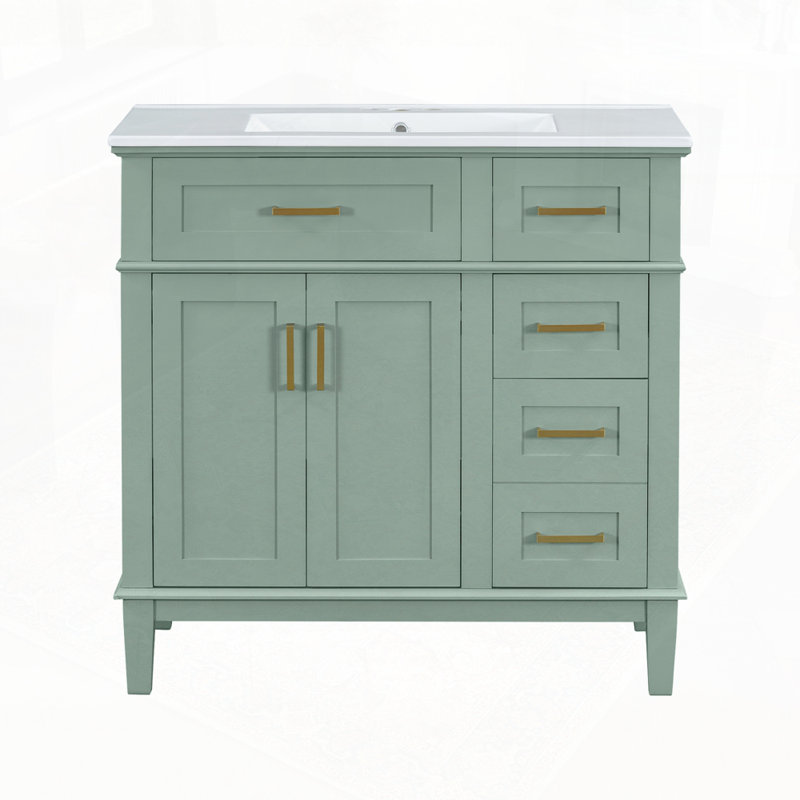 Meuble-lavabo de salle de bain avec lavabo, Vert