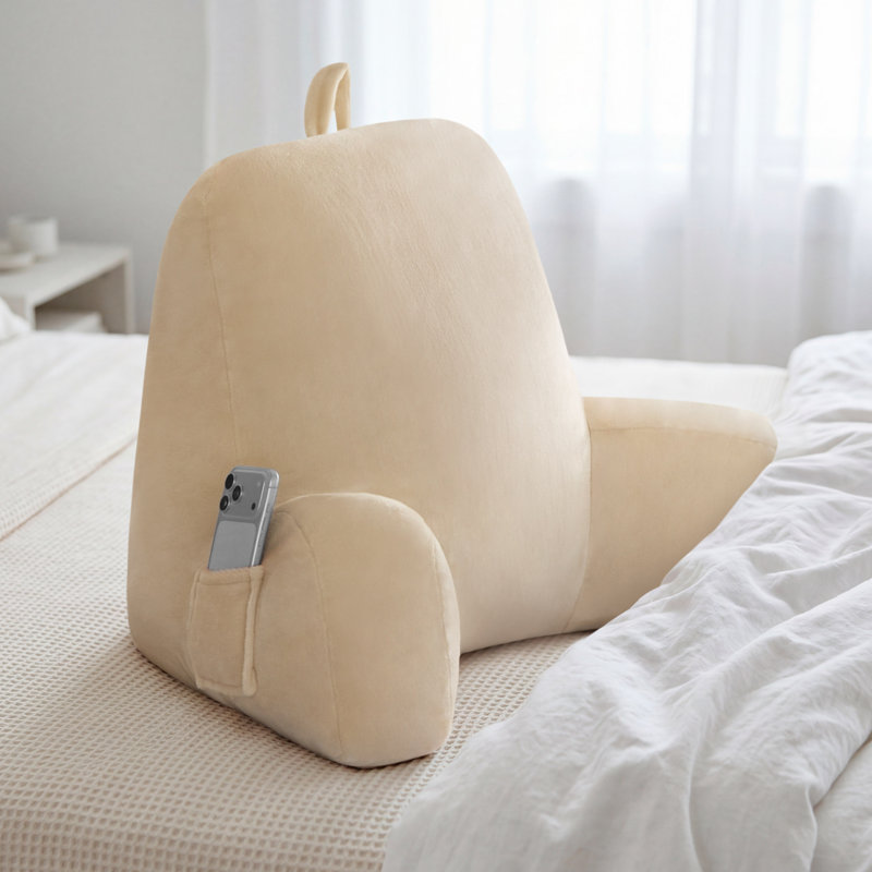 The Sheet Lab Plush Backrest Pillows, Beige, 29" x 24.5" x 10.5"