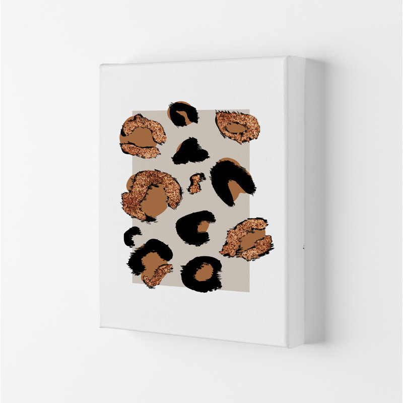 Big Leopard Neutral Rectangle Bronze Glitter - Print, Wrapped Canvas, 84.1cm H x 59.4cm W x 4cm D