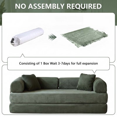 79" King-Size Futon Bed Corduroy Convertible Sleeper Sofa Floor Futon Couch With 2 Pillows - No Assembly Required
