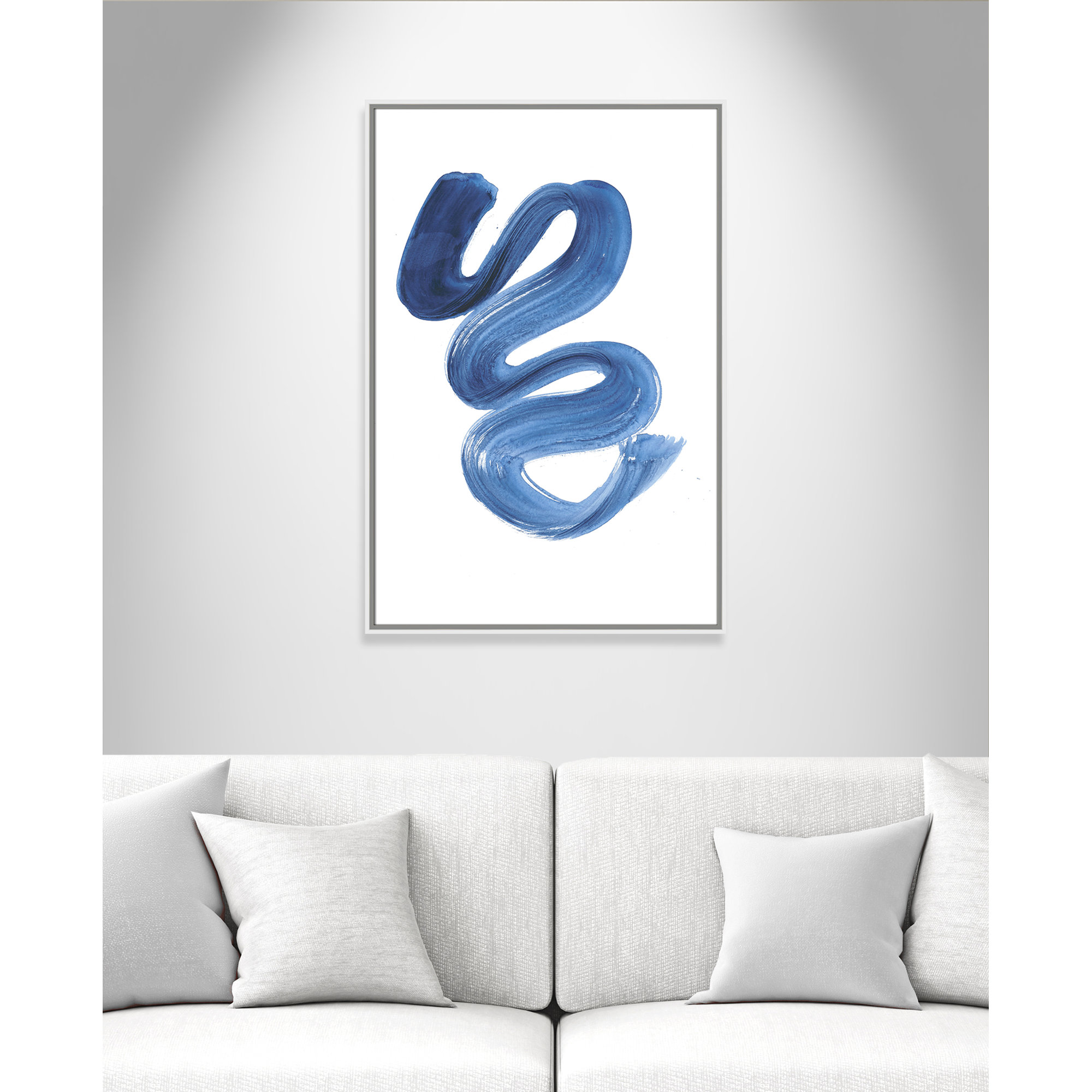 Slinky Indigo II by Filippo Ioco  - Painting Print, 37.5" H x 25.5" W x 2" D, White Framed Canvas