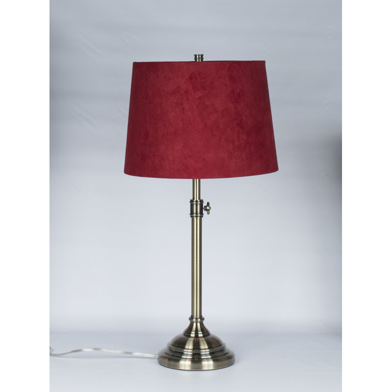 Lampe de table 34 po Caitlynne, Suède rouge, Laiton antique