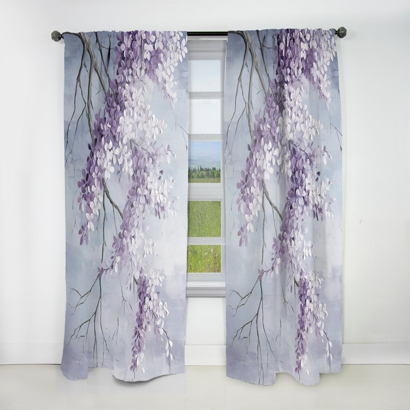 Magnifique lilas Dreamscape IV - rideau en velours traditionnel - obscurcissant - 1 panneau, L 52 po x L 90 po