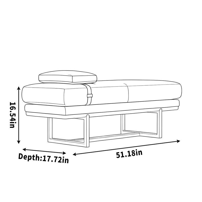 Tabouret de banc en lin, H 16,54 po x l 51,18 po x P 17,72 po