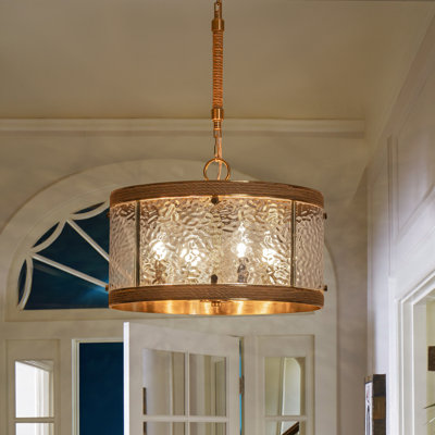4-Light Coastal Water Ripple Glass Chandelier