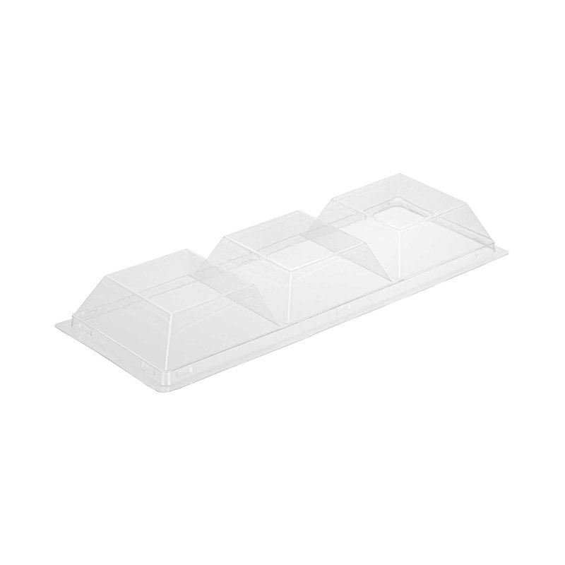 Restaurantware-LIDS ONLY: 100 Plastic 7" Lids For Terzetto Plates - Plates Sold Separately, Snug Fit, Clear Plastic 3 Compartment Lid, Secure Fit