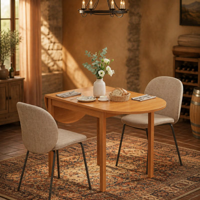 55‑Inch Wooden Drop Leaf Kitchen Table, Space‑Saving Extendable Dining Table in Walnut Finish for Small Spaces