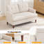 Causeuse capitonnée à accoudoirs carrés en chenille-917932090