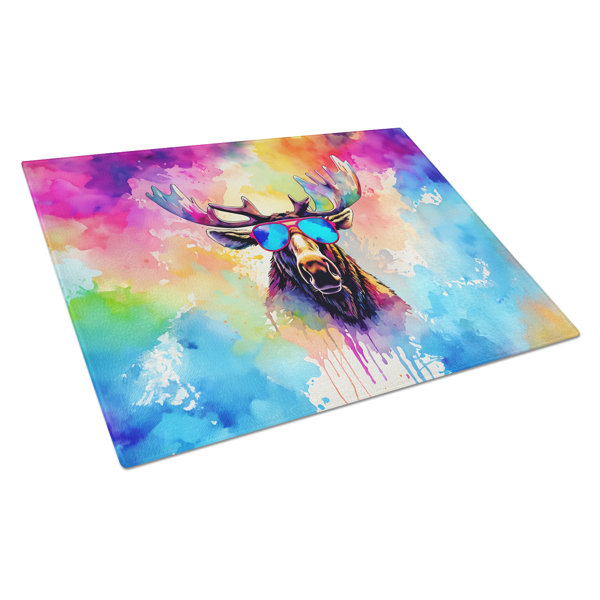 Caroline's Treasures Hippie Animal Moose Glass Cutting Board 