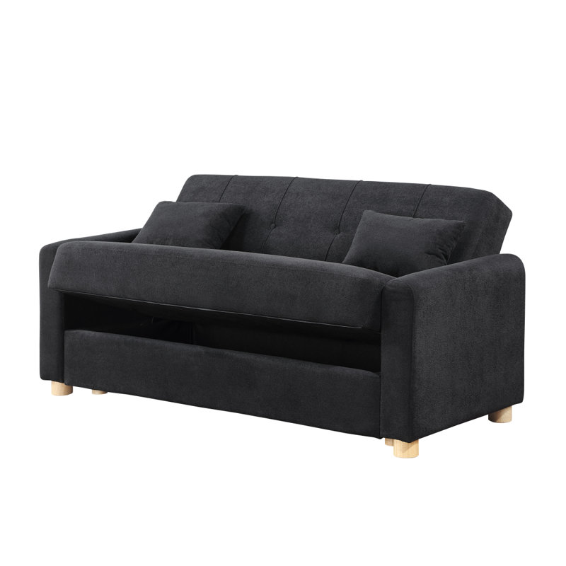 Causeuse-lit convertible en tissu Modern, Noir, noir, noir, noir