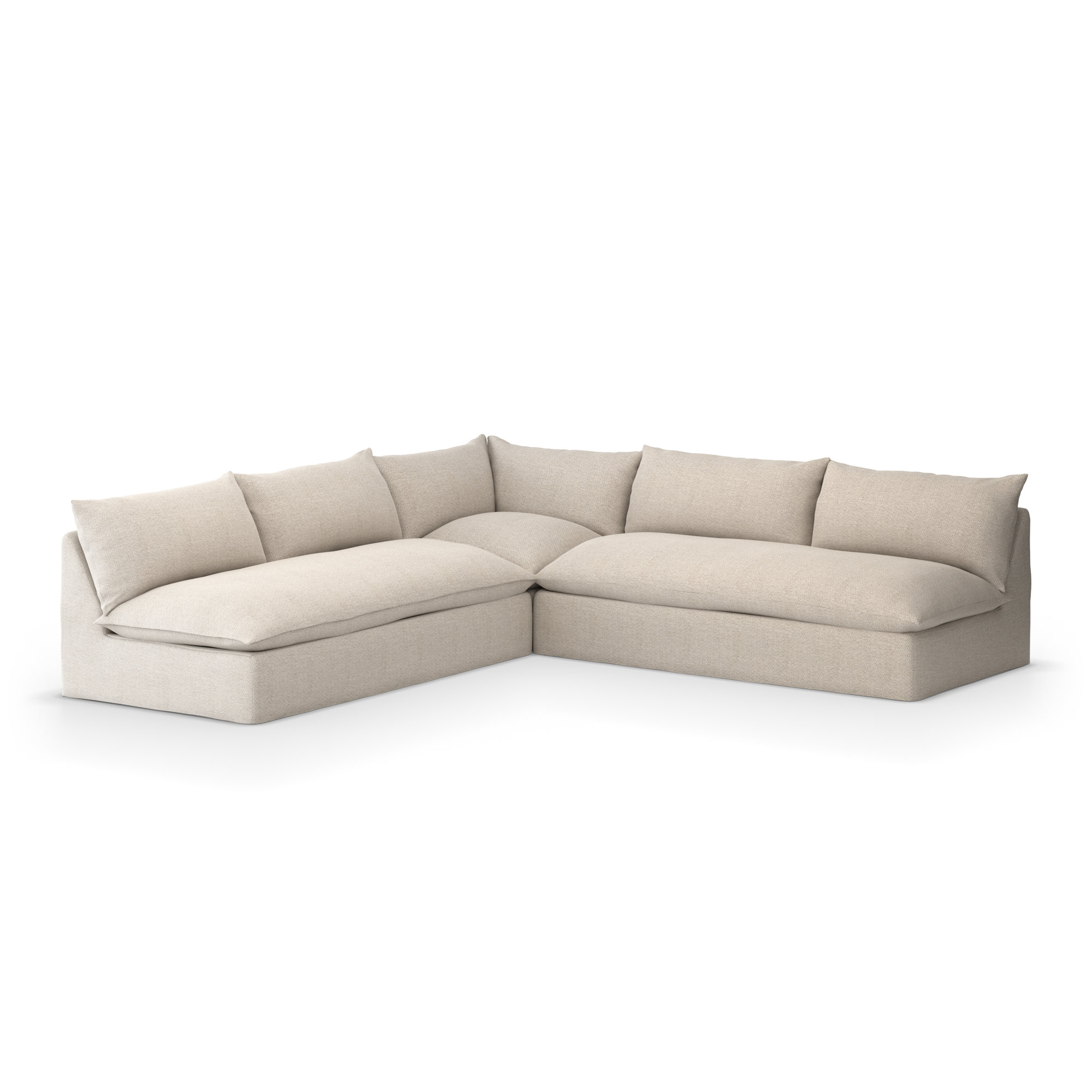Inali 114'' Wide Aluminum Patio Sectional with Cushions, Faye Sand