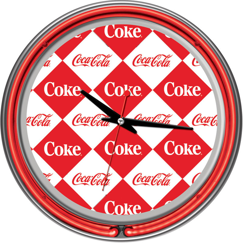Horloge murale 14,5" damier coca cola