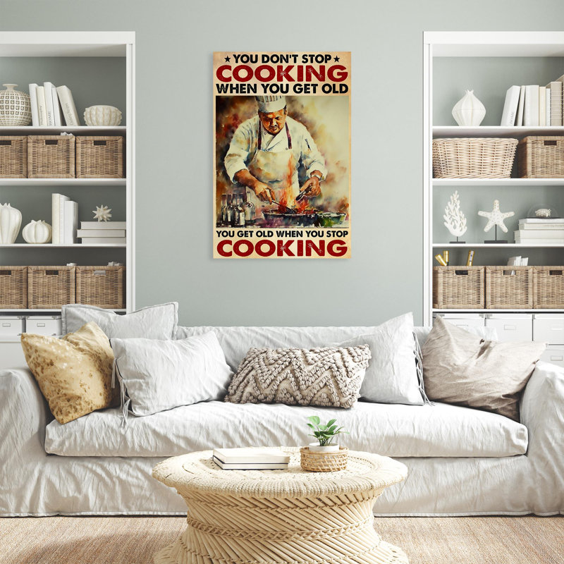 Impression sur toile élisabéthaine You Get Old When You Stop Cooking, H 20 po x l 16 po x P 1,25 po