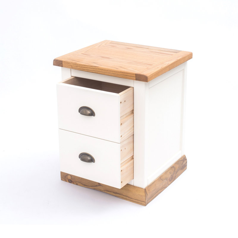 45cm W Solid + Manufactured Wood Bedside Table, Waxed Oak