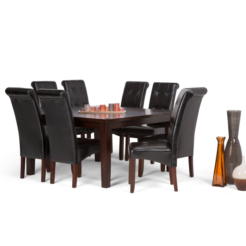 Cosmopolitan / Eastwood 9-Piece Contemporary Dining Set with Solid Hardwood Square Table and 8 Upholstered Chairs