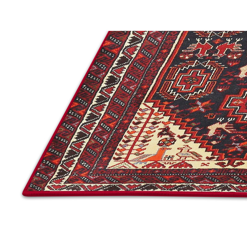 Tapis traditionnel rouge / beige Rudi, Rectangle 2 pi x 3 pi