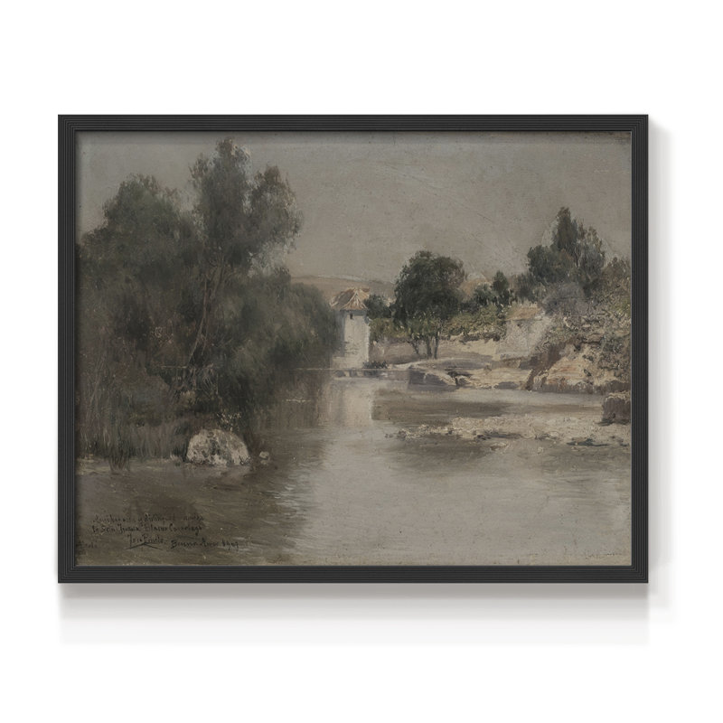 Paysages rétro-CDXCV - reproduction encadrée, Noir, H 16 po x l 20 po