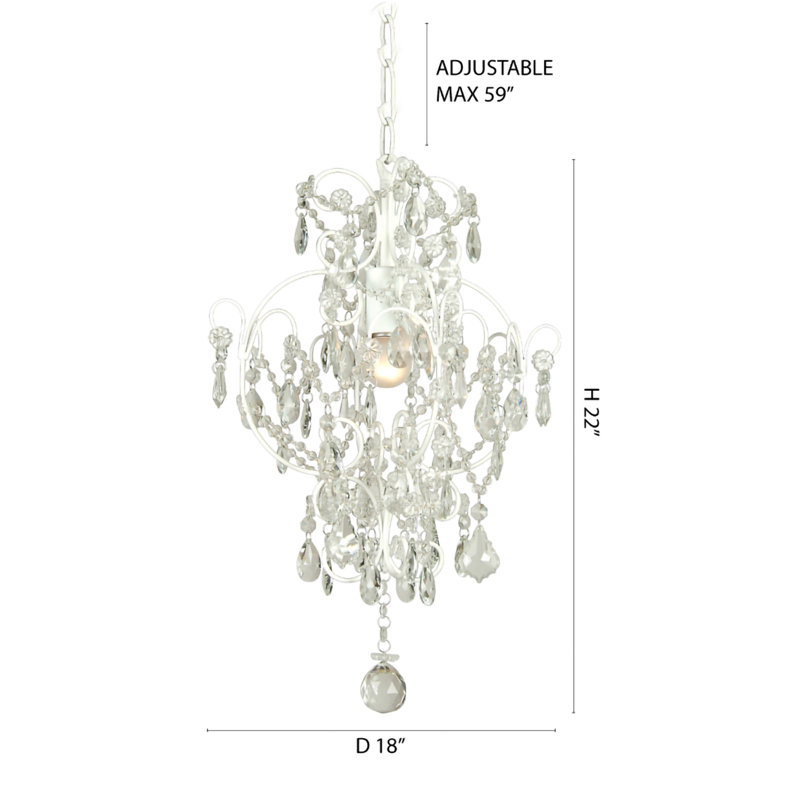 1-Light Chrome Chandelier With Clear Crystals, Sunset Yellow/Antique Brass