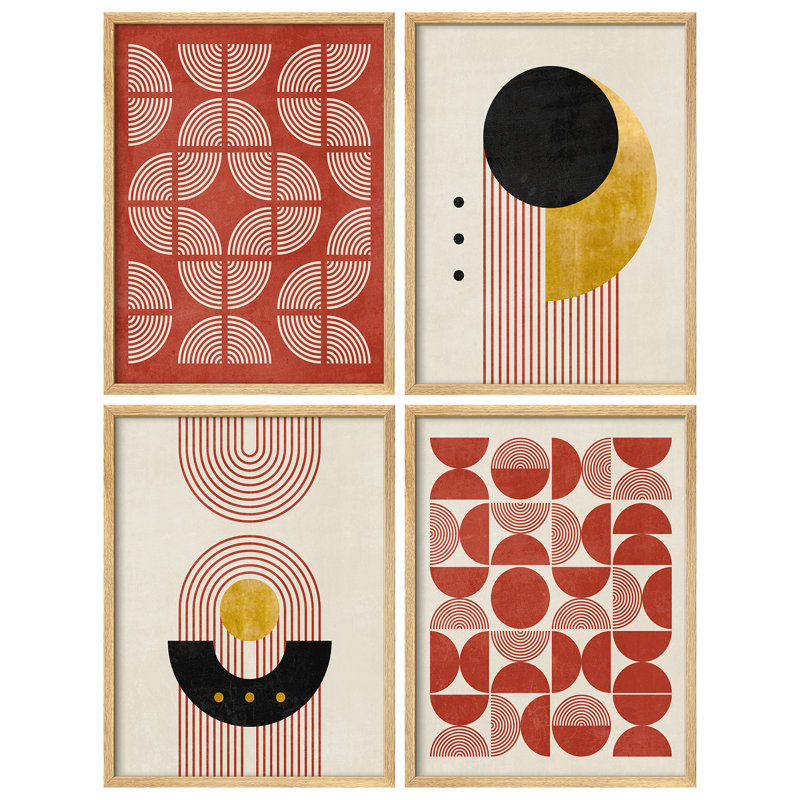 Affiche encadrée rustique de style Mid-Century moderne jaune Yelow, H 14 po x l 11 po, Naturel