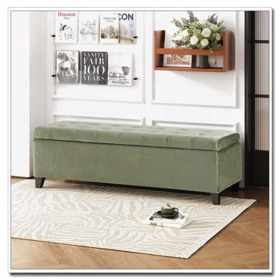 Banc de rangement rembourré en velours pour le salon, la chambre à coucher ou le vestibule