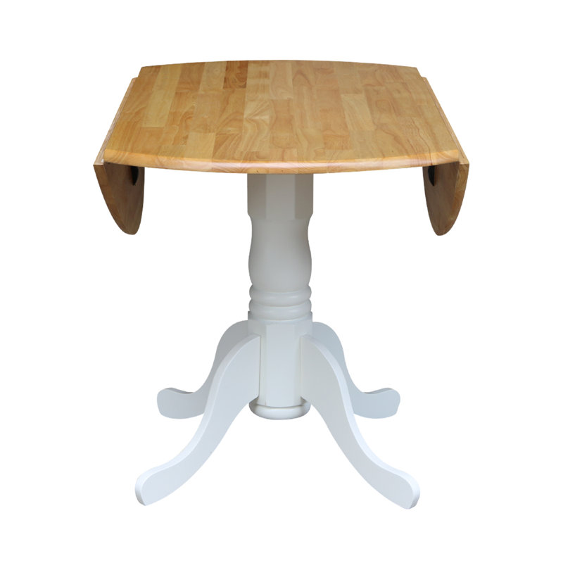 Philipston Extendable Round Solid Wood Dining Table, White, Natural