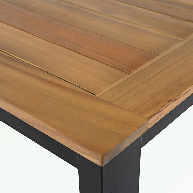 Table de patio et chaises d'extérieur 7 pièces, Beige / teck clair