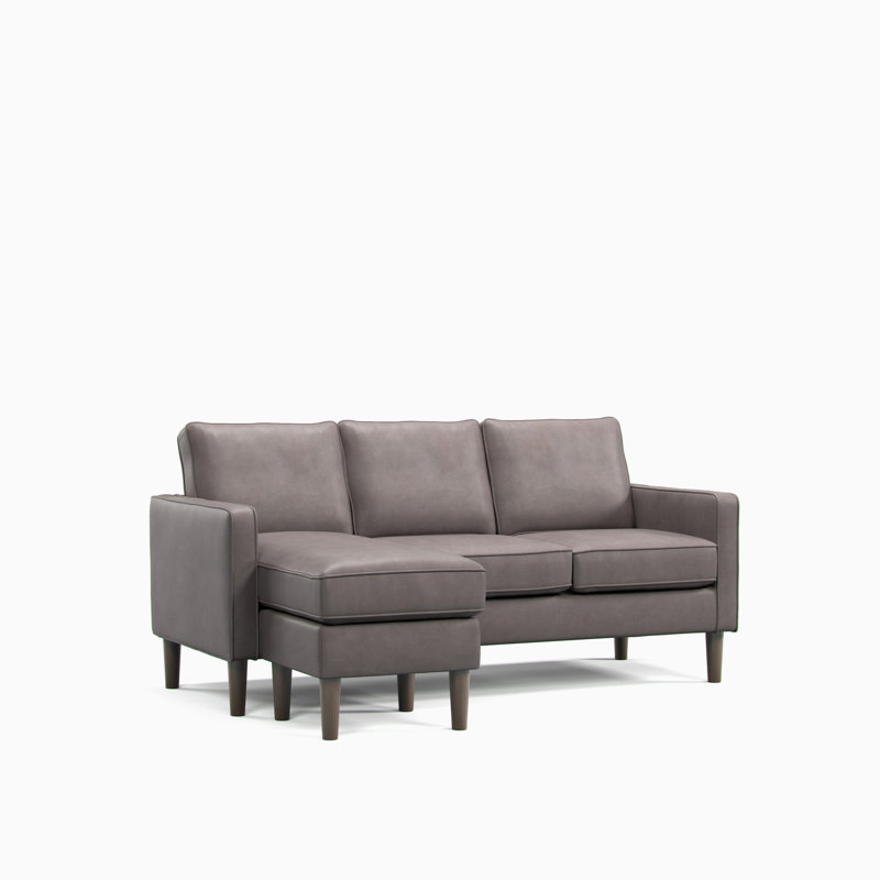 Henry 3 Seater Faux Leather Sofa & Chaise, Grey