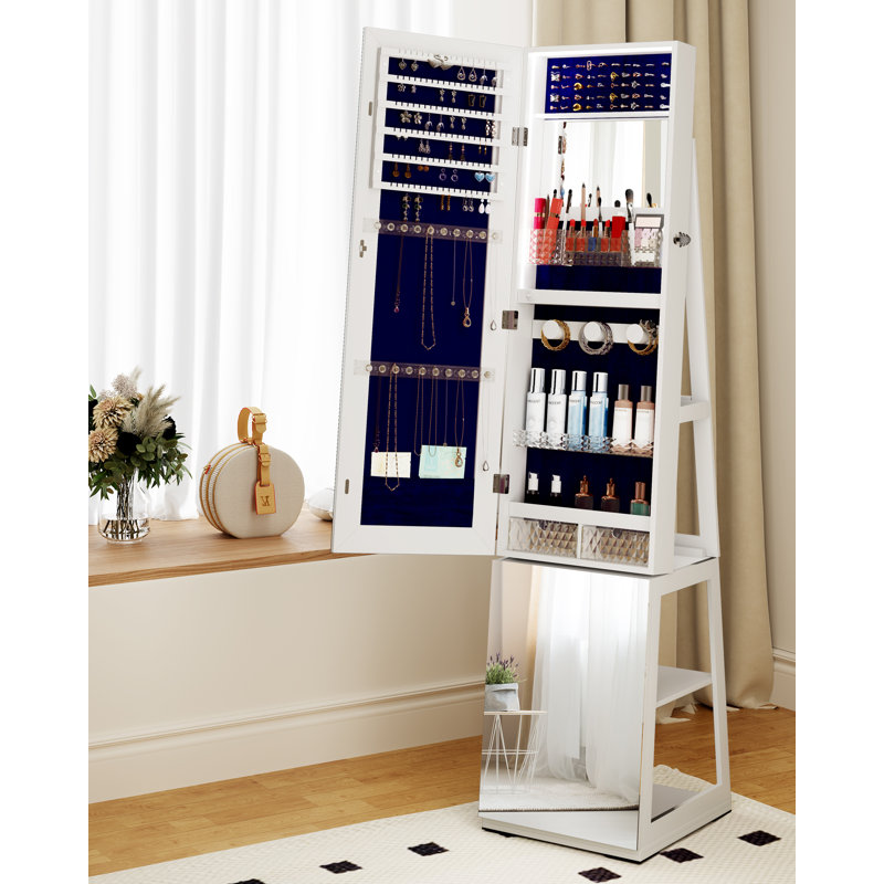 Armoire à bijoux avec miroir Auriel, Blanc