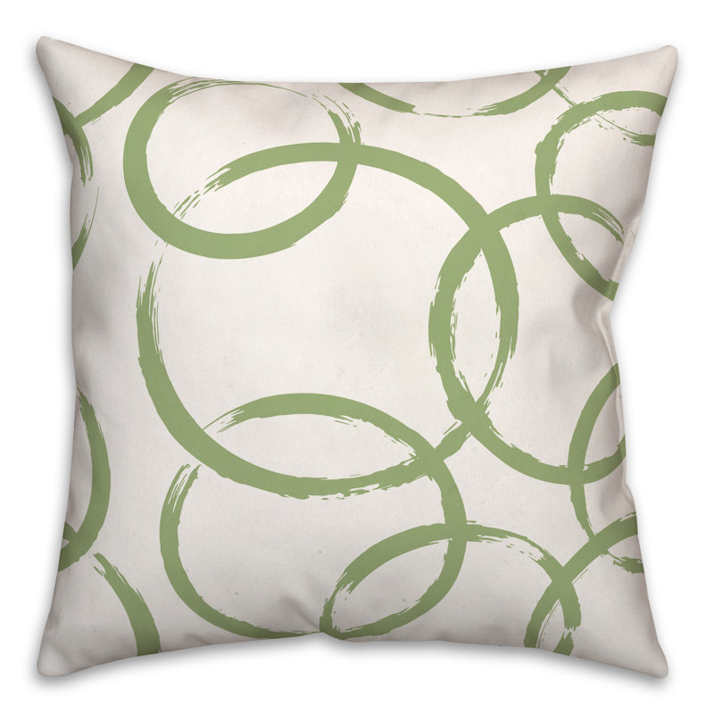 Geometric Outdoor Reversible Throw Pillow, Green