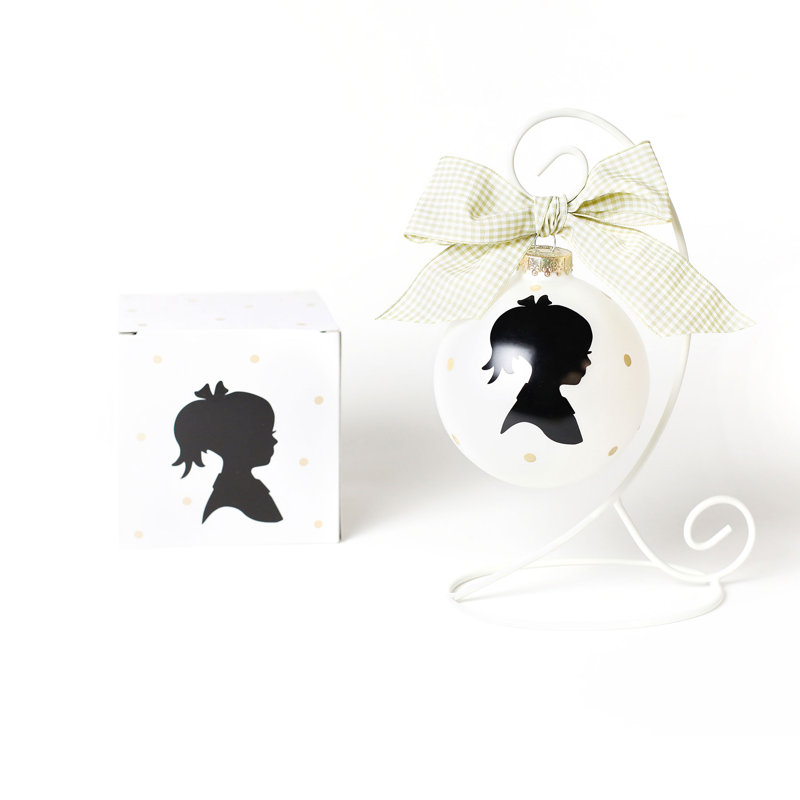 Ornement en verre fille avec support à ornements 100 mm Girl Silhouette