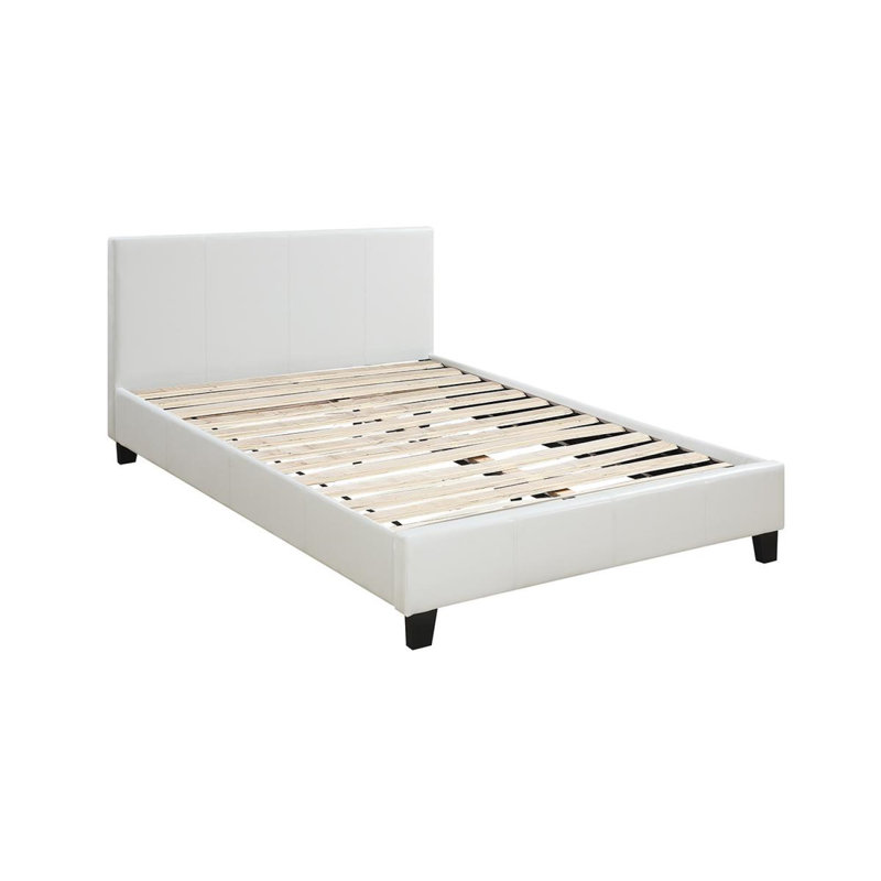 Chenevert Vegan Leather Platform Bed, White, Queen