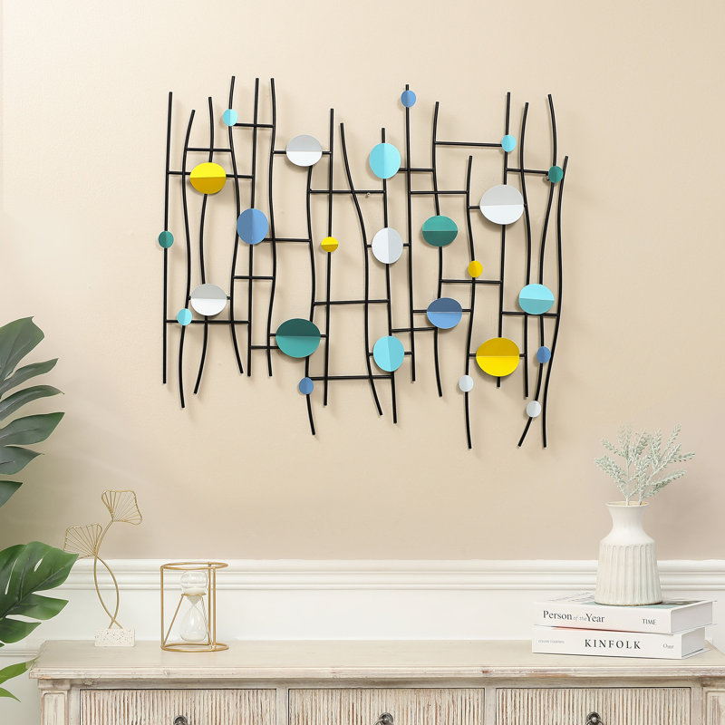 36" W Modern Metal Wall Decor, Abstract Geometric Accent Wall Art