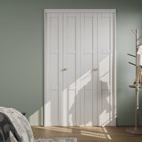 Panel Solid Wood Bi-Fold Door with Installation Hardware Kit