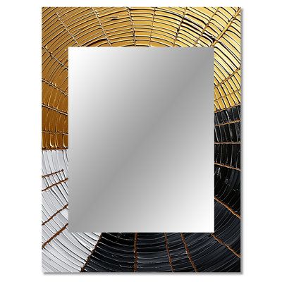 Golden Wood Slide Roots Of Serenity I - Trees Unique Wall Mirror Decor, Traditional Large Mirror, Printed Metal Art