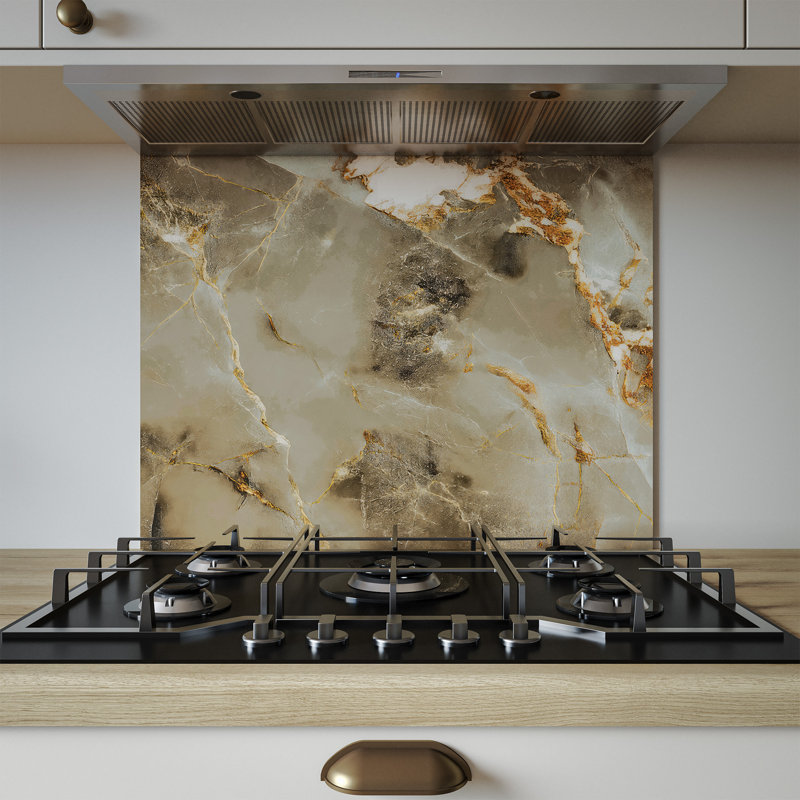 Aurora Gold Aluminium Kitchen Splashback, 80 cm x 60 cm