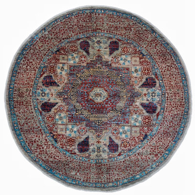 High-Quality Hand-Knotted Navy And Red Area Rug