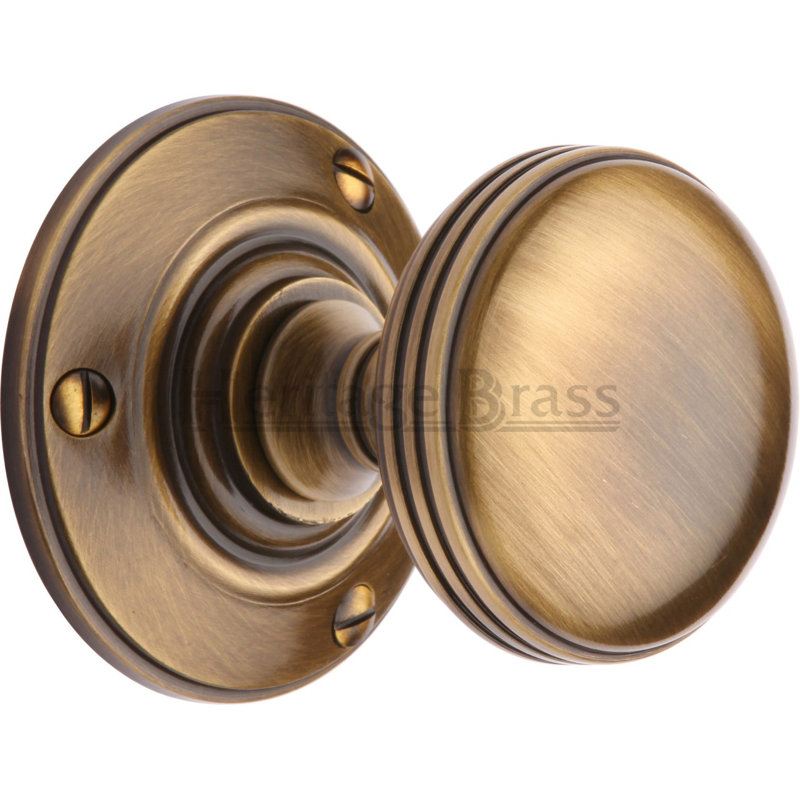 Heritage Brass Heritage Mortice Knob on Rose Richmond Design, Antique Brass