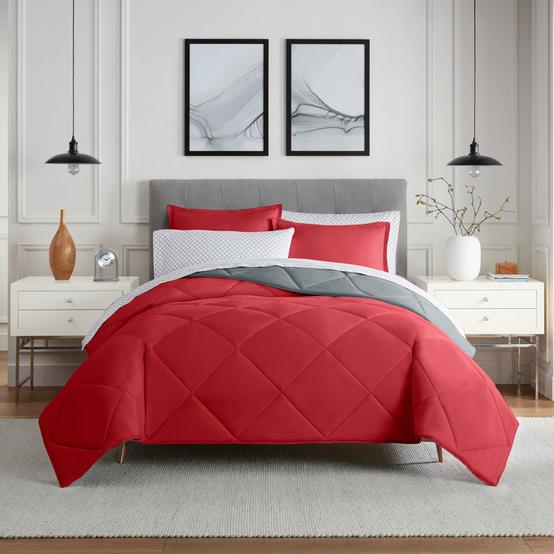 Eclipse Sleep Solutions Moore Cooling Bedding Set, Red/Gray, Full/Double Comforter + 6 Additional Pieces