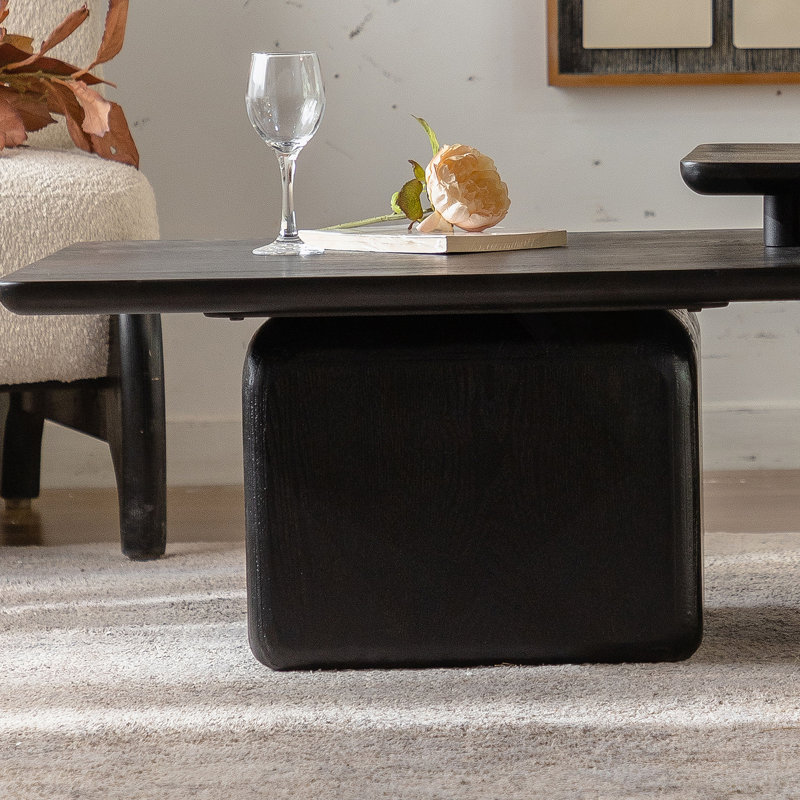 Ensemble de tables basses carrées Lee avec pieds en bois de sapin, Noir, noir, noir, noir