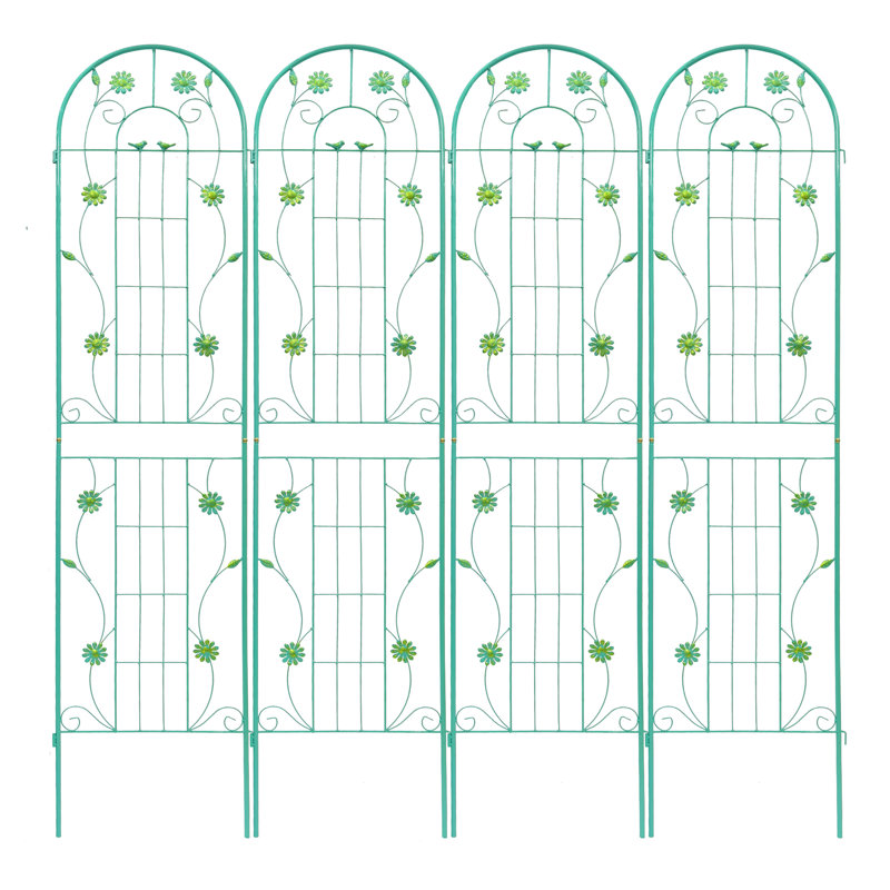 Paquet de 4 treillis de jardin en métal 86,7 "x 19,7" antirouille pour plantes grimpantes support de fleurs extérieur vert